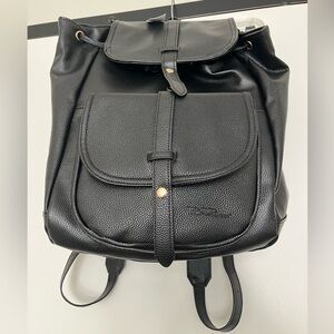 Bella Russo Black Pebbled PU Leather Backpack